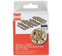 Busch 7782 Beer Tent Furniture/Grill HO Scenery Scale Model (Importación USA)