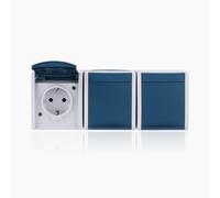 Busch-Jaeger 2300/2EW-53 - Enchufe Schuko triple, color gris y azul