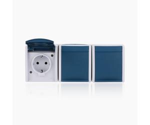 Busch-Jaeger 2300/2EW-53 - Enchufe Schuko triple, color gris y azul