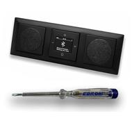 Busch Jäger DAB+ - Radio Bluetooth (dentro y fuera) 8217U-101 Balance Si negro mate -915, juego completo con 2 altavoces, cubiertas y marco + comprobador de fase EBROM para el montaje de los