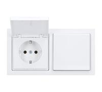 Busch-Jaeger Future Linear - Enchufes Schuko de 2 enchufes con tapa abatible