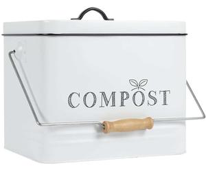 Busco una idea, ME0026, cubo de compost metal 10L, cubo de compost de metal pintado, aspecto vintage, gran capacidad de 10 L, tapa con filtro, práctica asa de transporte