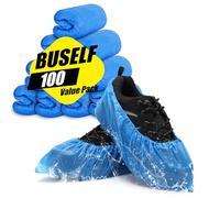 Buself Fundas desechables para zapatos, paquete de 100 (50 pares), fundas desechables para zapatos y botas, impermeables, antideslizantes, duraderas, para botas y zapatos, talla única (azul