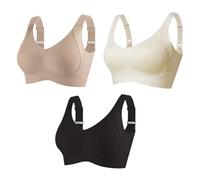 Busgiuar Consciouts Bra, Consciouts/Sentdream/Steadilty/Presencte Women's Ribbed Push Up Adjustable Wireless Bra (3pcs-4,XXL)