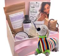 BUSHBABY Kit natural vegano para mamá y bebé, regalos de embarazo de origen ético para mamá que espera, cesta de regalo de nueva mamá para ser regadera, paquete de regalo de maternidad para mamá