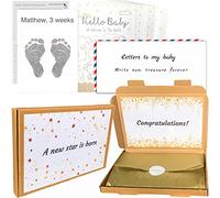 BUSHBABY Ultimate Keepsake Collection A New Star is Born, regalos de baby shower, regalo único recién nacido para mamá, kit de manos y huellas sin tinta, cartas para mi bebé, niño niña unisex