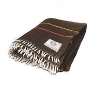 Bushcraft Spain - Manta de Lana Gruesa Twin Size - Color Marrón - 100% Lana Merino - Absorbe la Humedad y te Protege del Frío - Hecha en España - Con Medidas 200 x 140 cm - Peso 2,30 kg