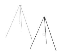 Bushcraft Trípode de cocina plegable de aleación de aluminio, cadena ajustable, soporte para estufa al aire libre, trípode de fogata listo para llama, accesorio de cocina de senderismo portátil ligero
