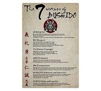 Bushido - Carteles de metal de las 7 virtudes de Bushido Knowledge vintage para decoración del hogar, póster de decoración de pared, letrero de metal, 8 x 12 pulgadas