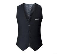 Business and For Leisure Hombres Slim Fit Chaleco de traje sin mangas con cuello en V botón Tank Top (M Negro)