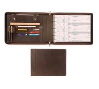 Business - Carpeta de 7 anillos para cuadros de piel vacuna, cartera de piel vacuna, para 3 en adelante, con maletín con cremallera con capacidad de 600 comprobaciones, 9 x 13 pulgadas y bolsa de almacenamiento para tabletas de archivos