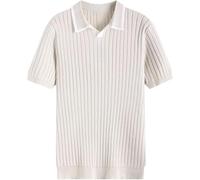 Business Casual Golf Polo Shirt for Men Lightweight Pullover Knit Workout Short Sleeve Tee(Apricot,L)