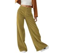 Business Casual Pants For Women High Waisted Corduroy Straight Leg Trousers (Green,XXL)