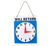 Business Hours Hanging Chalkboard - 19x22cm PVC | Be Back Sign with Clock | Open Closed Hanging Board | Shop Door Welcome Board | Decorative Office Store Hours Sign for Commercial Use