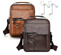 Business Men’s Casual Crossbody Bag - Sleek Style for Work & Travel, 2026 New Pu Leather Man Bag, PU Leather Adjustable Straps Sling Daypack, with Zipper for School Hiking Daily Use (A-1)