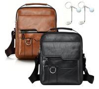 Business Men’s Casual Crossbody Bag - Sleek Style for Work & Travel, 2026 New Pu Leather Man Bag, PU Leather Adjustable Straps Sling Daypack, with Zipper for School Hiking Daily Use (B-1)