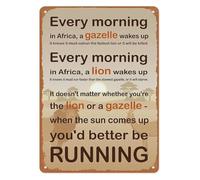 Business Motivation Metal Sign Inspirational Lion Quote Wall-Art for Office Desk Study Man Cave Success Decor 8 X 12 inch