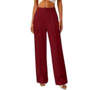 Business Outfit Damen Einfarbig Stoffhose High Waist Anzughose weitem Bein Yogahose Palazzo Hose elastische Freizeithose Lang Jogginghose Casual Bootcut Chino Hose Fashion Damenhose, Q vino, S