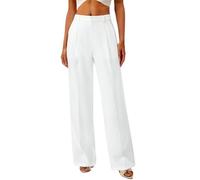 Business Outfit Damen Einfarbig Stoffhose High Waist Anzughose weitem Bein Yogahose Palazzo Hose elastische Freizeithose Lang Jogginghose Casual Bootcut Chino Hose Fashion Damenhose, Q blanco., XL