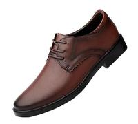Business Oxford Shoes for Men French Leather Lace-up Wingtip Low Top Casual Non Slip Anti-Slip(Brown,44.5 EU)