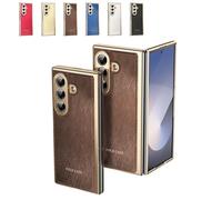 Business-Style Phone Case for Samsung Galaxy Z Fold 7,Slim Fit Leather Protective Phone,Electroplated Leather,Protection Shockproof Case (SM-Z Fold3,Brown)