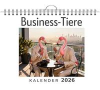 Business-Tiere: Wandkalender 2026, Kalender DIN A4 quer, Monatskalender im Querformat mit Kalendarium, das perfekte Geschenk
