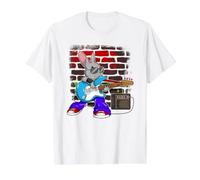 Busking Bunny Street Art Amplificador de Tubo para Guitarra eléctrica Rockstar Camiseta gráfica económica, Hombre, Blanco, L