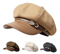 Busnos Gorra Vasca Repartidor de Periódicos Gorra de Mujer con Forma Octogonal Gorras Vascas Periódicos Moda Bonitas Gorras Otoño e Invierno Globo Caqui Moda