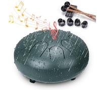 BUSOHA Tambor de lluvia para jardín exterior - Tambor de lluvia de lengüeta de acero de 6 pulgadas con 8 notas para jardín exterior cuando llueve, instrumento de tambor de lluvia impermeable, mini