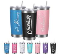 Busparst Vaso Térmico Personalizado de 20 oz con Grabado Láser de Nombre - Taza de Viaje de Acero Inoxidable Personalizable, con Doble Pared Aislante para Bebidas Frías y Calientes