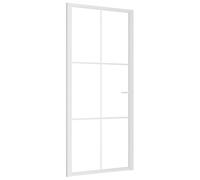 Bussandri Exclusive - Puerta interior 93 x 201,5 cm blanco vidrio templado y aluminio