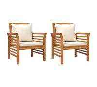 Bussandri Exclusive - Sillones 2pcs con cojines blanco crema maciza de acacia