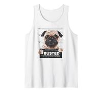Busted Pug Mugshot Funny Dog Humor Camiseta sin Mangas