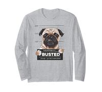 Busted Pug Mugshot Funny Dog Humor Manga Larga
