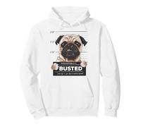 Busted Pug Mugshot Funny Dog Humor Sudadera con Capucha