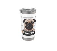 Busted Pug Mugshot Funny Dog Humor Vaso térmico de acero inoxidable de doble pared