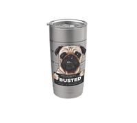 Busted Pug Mugshot Funny Dog Humor Vaso térmico de acero inoxidable de doble pared
