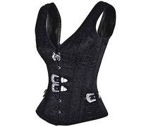 Bustier Corsé Top para Mujer - Corsé Gótico Top Correa para El Hombro Corselet Bustier con Hebillas Negras Entrenador De Cintura Chaleco Corsé Overbust Mujeres Steampunk para Disfraces De
