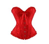 Bustier Corsé Top para Mujer Corset Negro Tallas Grandes Mujer Brocado Encaje Corsé Corset negro Medieval Mujeres Fajas Bustier Halloween Carnival Gótico Encaje Corset para Party Navidad (Red, XXXL)