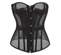 Bustier Corset Top para Mujer - Negro Bustier Top Transpirable para Mujer Disfraces Corsé De Malla Transparente Sexy Hollow out Corset,Black,S