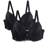 Bustier de piel Pack de 2 mujeres Bra Set Lace Up Bra Set Cómodo Lace Bra con correas ajustables Elegant Underwear para Everyday and Leisure Multicoloured Brazo Menstrual abundante, Le Noir, 90C