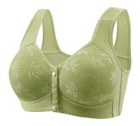 Bustier Klein - Ropa interior para mujer con hebilla frontal, algodón suave, sin anillo de acero, correa de hombro ancha, chaleco de gran tamaño, verde, 50