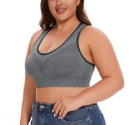 Bustier Mujer Acolchado Talla No Underwire No Marks Hollow Bra Thin Yoga Underwear T Shirt Mujer, Negro , 4XL