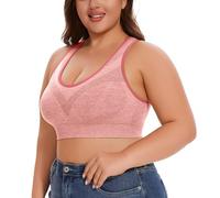 Bustier Mujer Acolchado Talla No Underwire No Marks Hollow Bra Thin Yoga Underwear T Shirt Mujer, Rosa., 4XL