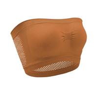 Bustier Top Bra Big Chest Small Running Shockproof Gathering No Ring Sports Bra Large Fitness Yoga Vest Bustier Mujer Acolchado, café, XL