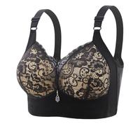 Bustier Yoga Flower Without Ring Bra Four of Three Buckle Sponge Cup Full Cup Large Size Underwear Female Fitness Top, Negro , 40