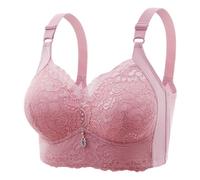 Bustier Yoga Flower Without Ring Bra Four of Three Buckle Sponge Cup Full Cup Large Size Underwear Female Fitness Top, Rosa., 46