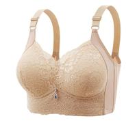 Bustier Yoga Flower Without Ring Bra Four of Three Buckle Sponge Cup Full Cup Large Size Underwear Female Fitness Top, caqui, 38