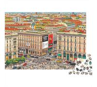 Bustling Street Jigsaw Puzzle 1000 Piezas Material Reciclado Colorful Buildings Puzzles para Niños y Niñas de 6 Años en Adelante Juguete Educativo de Reto Padre-Hijo 52x38cm/1000pcs