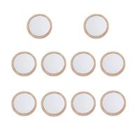 Bustlwor 10 Pieza Redondo Portátil Espejo, Espejo de Maquillaje de Madera, para Uso Diario, Maquillaje, Viajes (Color de la Madera)